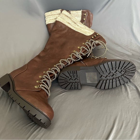 NIB Torrid (Wide Calf) Brown Lace-Up Combat Boots - Picture 9 of 11